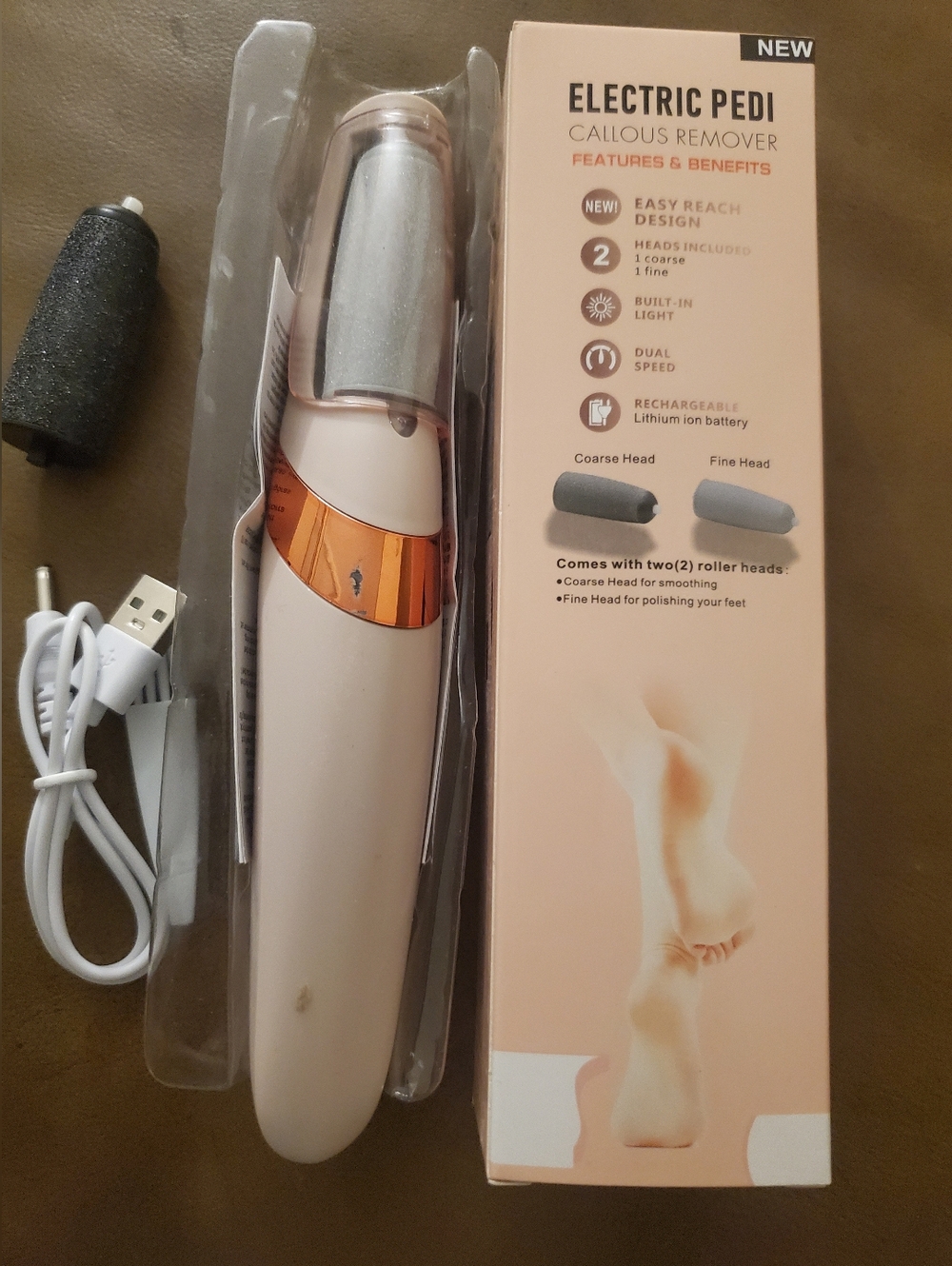 Electric Pedi Callus Remover Pedicure w Rechargeable Lithium Ion Battery Set New